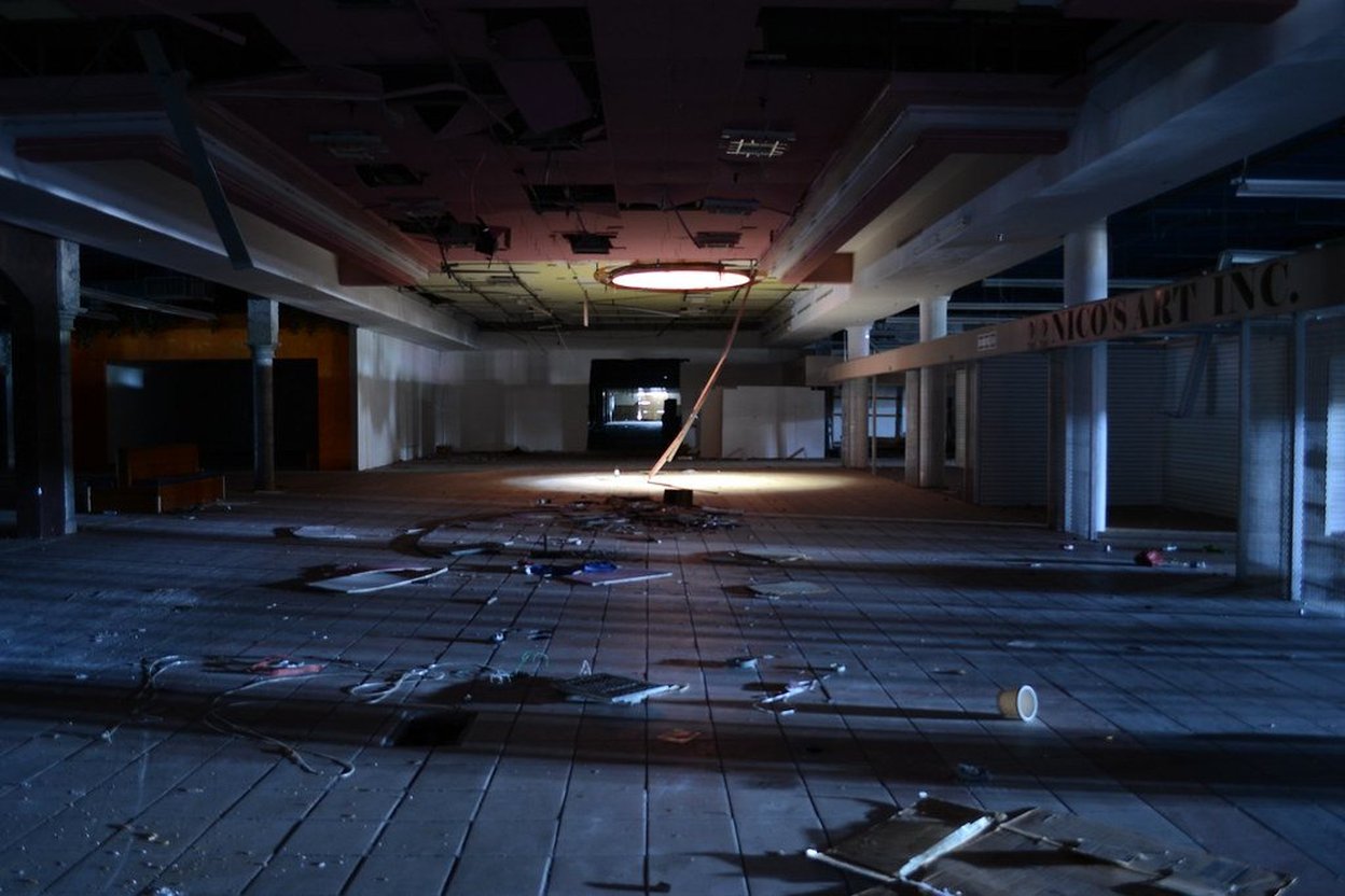 Abandoned storefronts in the Dixie Square Mall before demolition in 2012