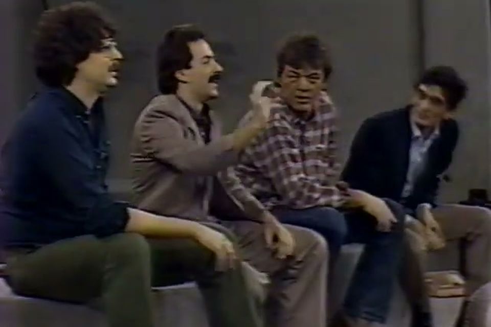 Howard Stern, Jonathon Brandmeier, Larry Lujack and Dick Biondi, left to right, on "Donahue" in November 1983
